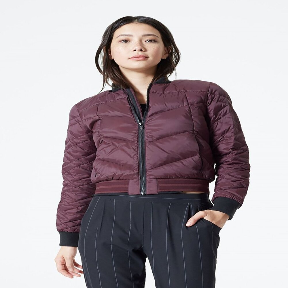 Wine Mila Down Filled Bomber Jacket - Runs SMALL